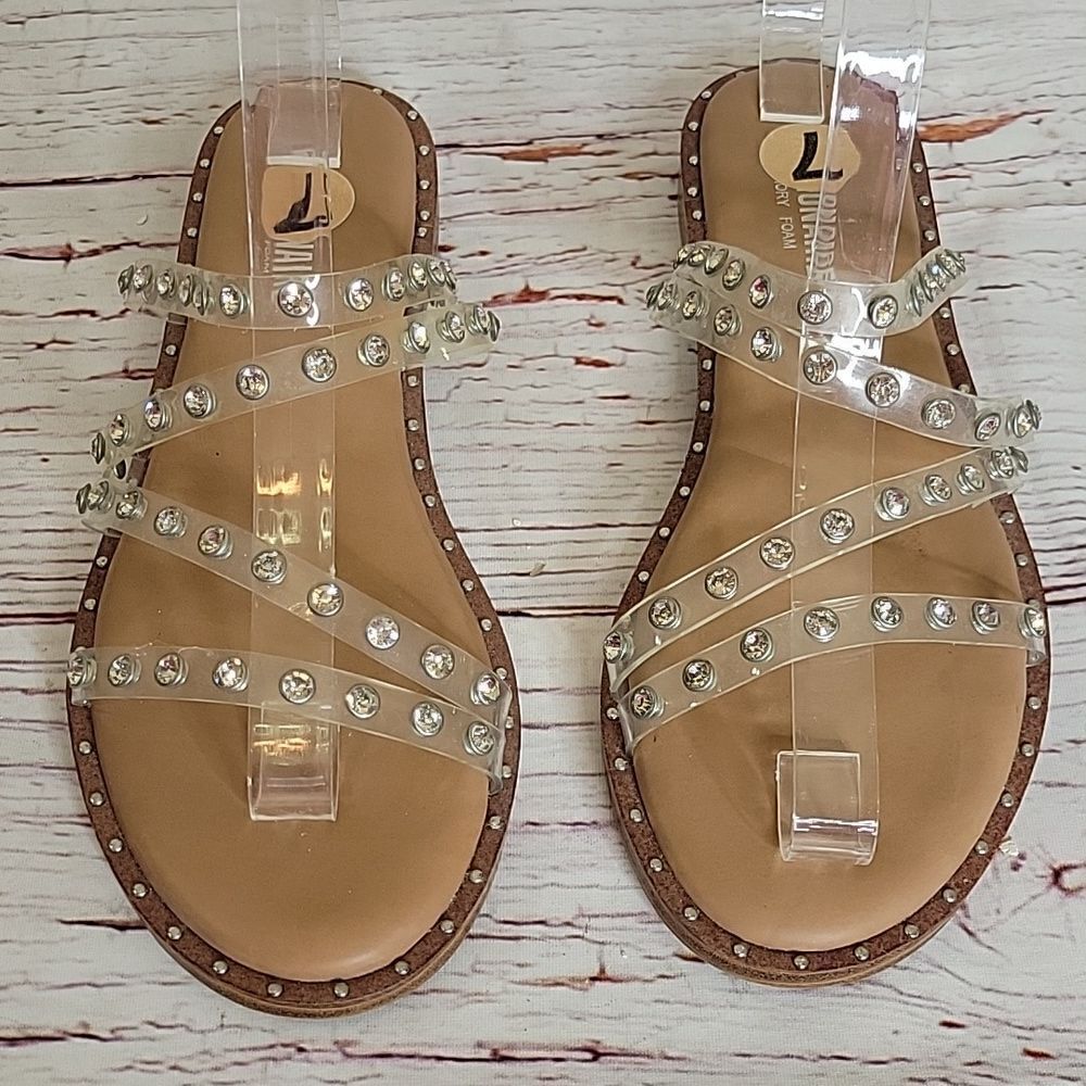 Cushionaire Flats with Clear Straps and Rhinestones Size 7 - Picture 4 of 5